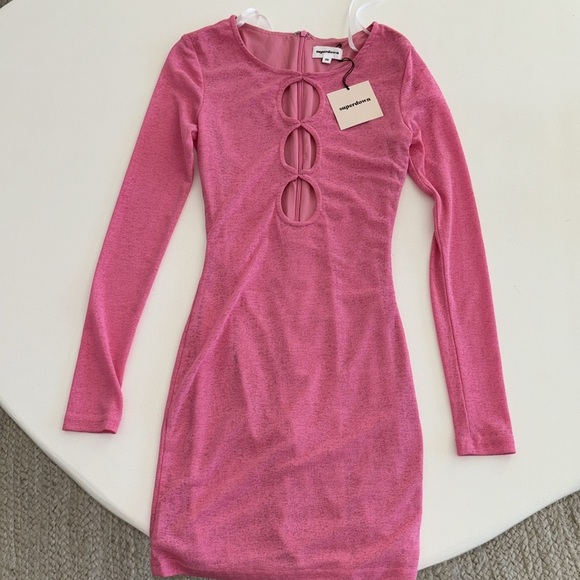 New Superdown pink long sleeve Pamela cut out dress XS - Picture 3 of 4